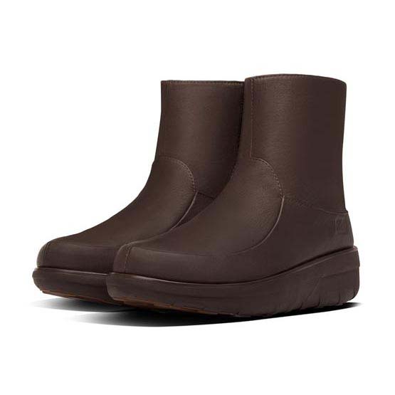 Women Fitflop Loaff Shorty Zip Boots Brown