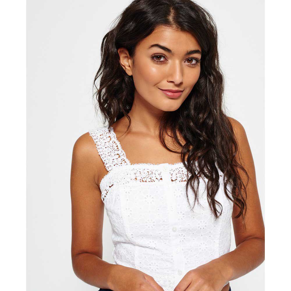 Clothing Superdry Lacy Mix Crop White