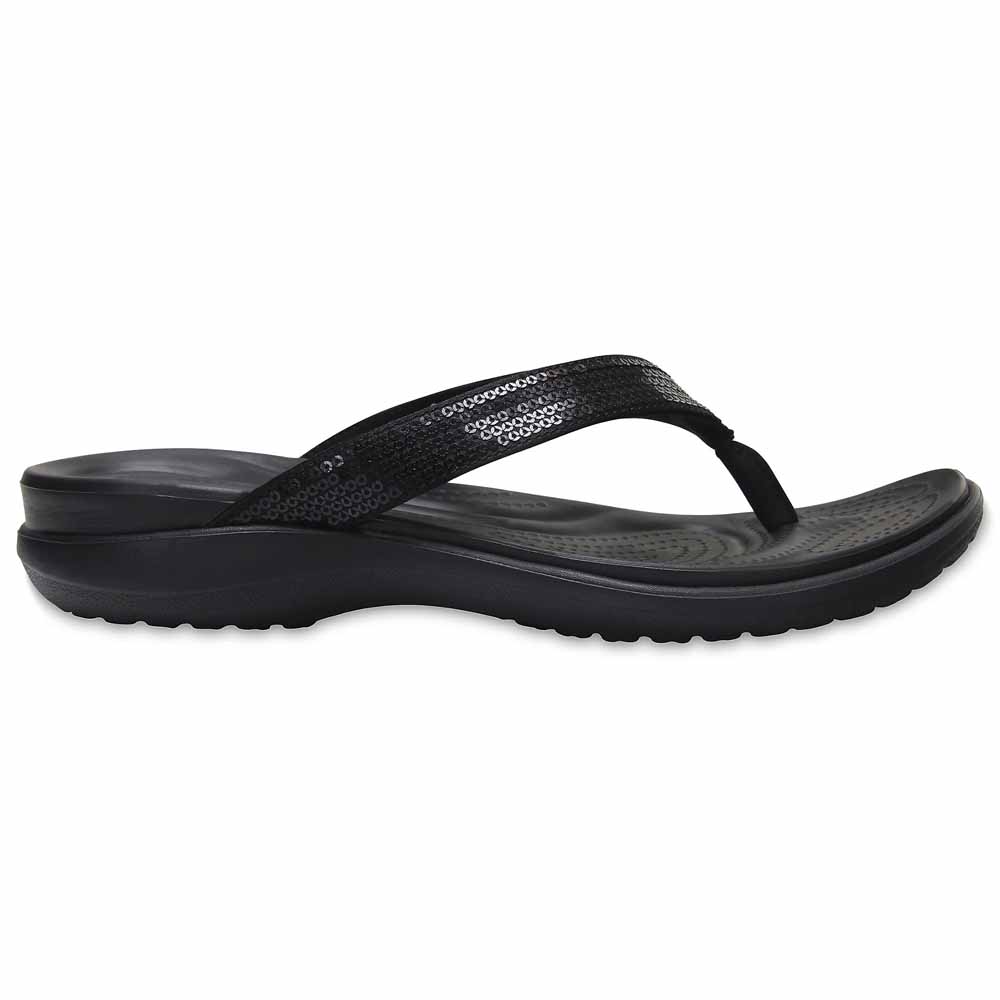 Sandals Crocs Capri V Sequin Flip Flops Black