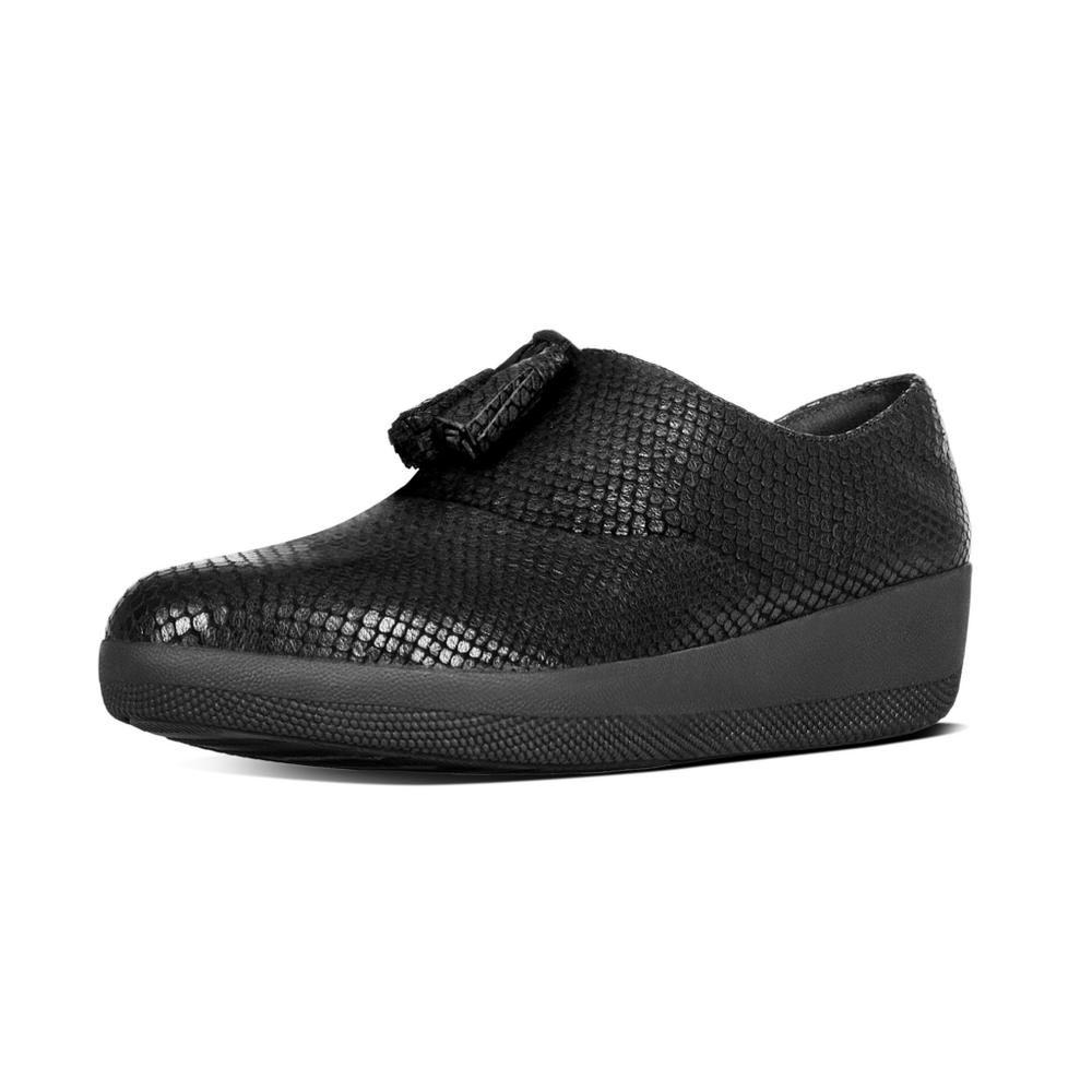 Women Fitflop Classic Tassel Super Oxford Shoes Black