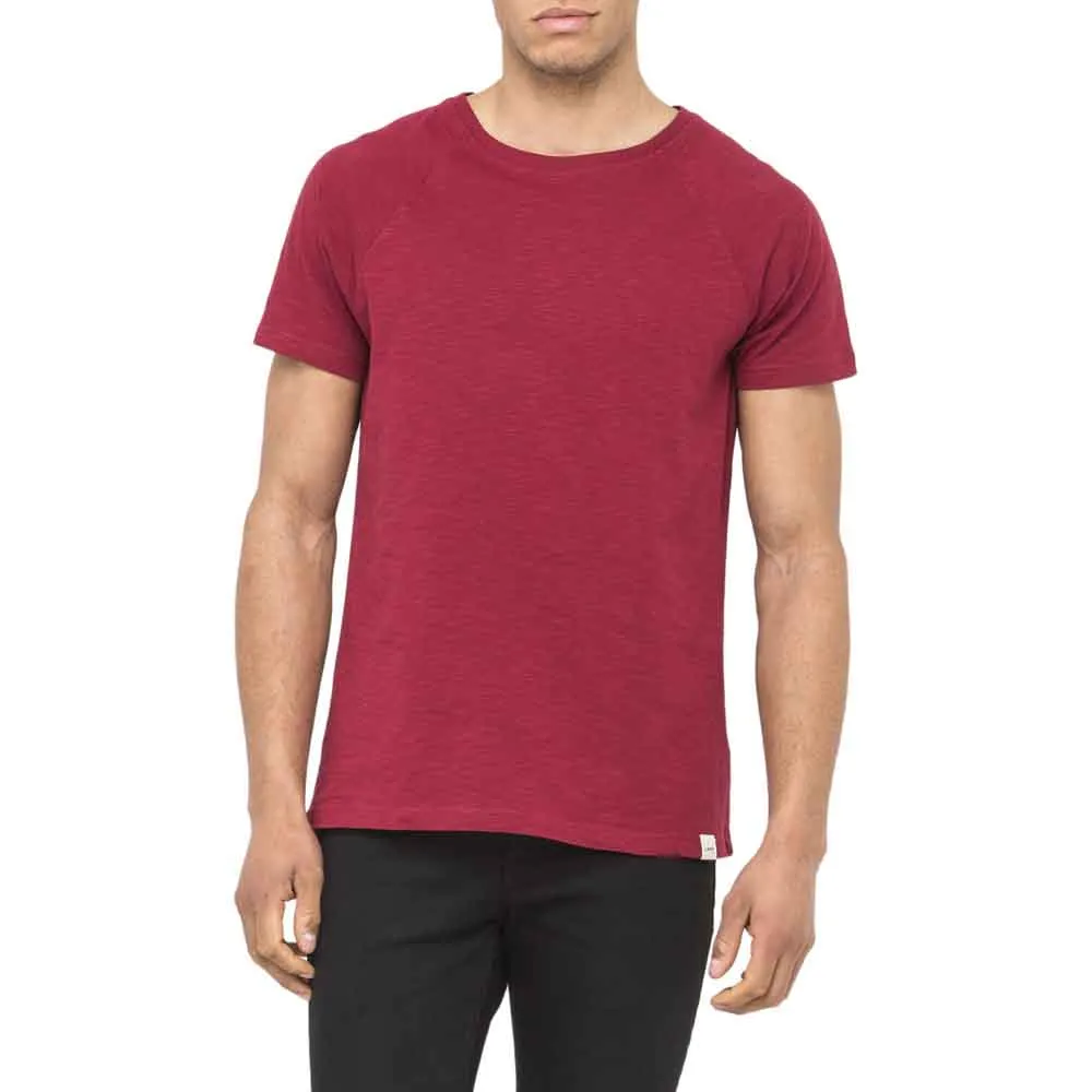 red raglan tee