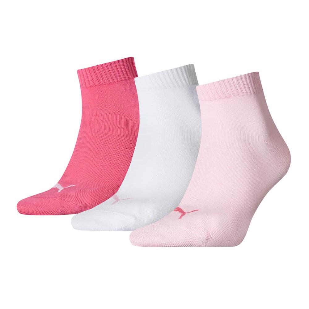 Socks Puma Quarter Plain Socks 3 Pairs Pink