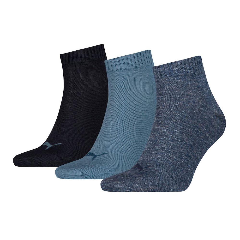 Socks Puma Quarter Plain Socks 3 Pairs Blue