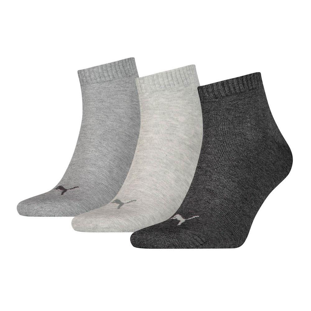 Socks Puma Quarter Plain Socks 3 Pairs Grey