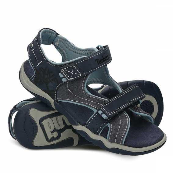 Shoes Timberland Park Hopper Leather Fabric Youth Sandals Blue