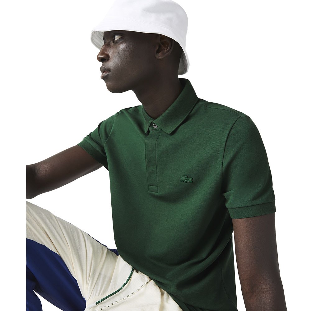 Men Lacoste Paris Regular Fit Stretch Cotton Piqué Short Sleeve Polo Shirt Green