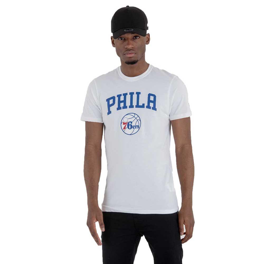 Men New Era Team Logo Philadelphia 76Ers Short Sleeve T-Shirt White