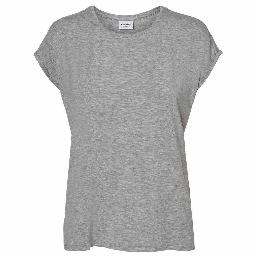 Women Vero Moda Ava Plain Short Sleeve T-Shirt Grey
