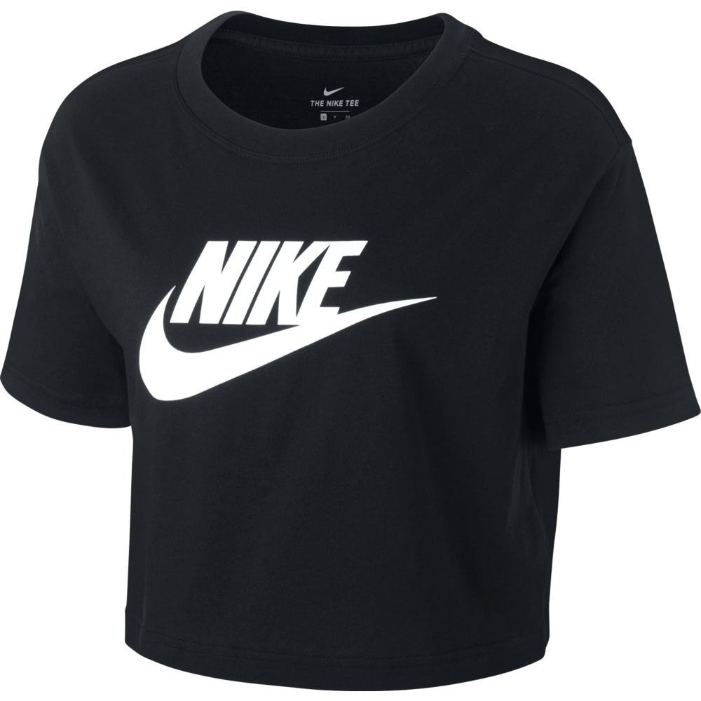 T-shirts Nike T-Shirt Manche Courte Sportswear Essential Icon Futura Crop Black / White