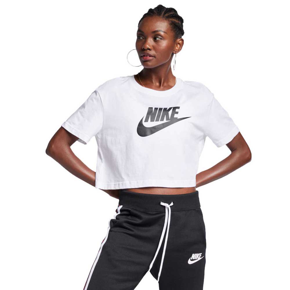 T-shirts Nike T-Shirt Manche Courte Sportswear Essential Icon Futura Crop White / Black