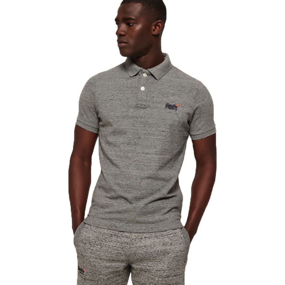 Clothing Superdry Classic Pique Organic Cotton Short Sleeve Polo Shirt Grey