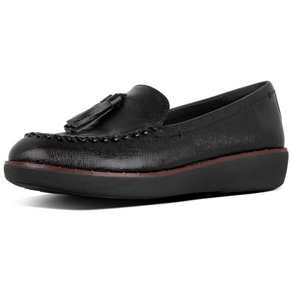 Women Fitflop Petrina Patent Loafers Shoes Black