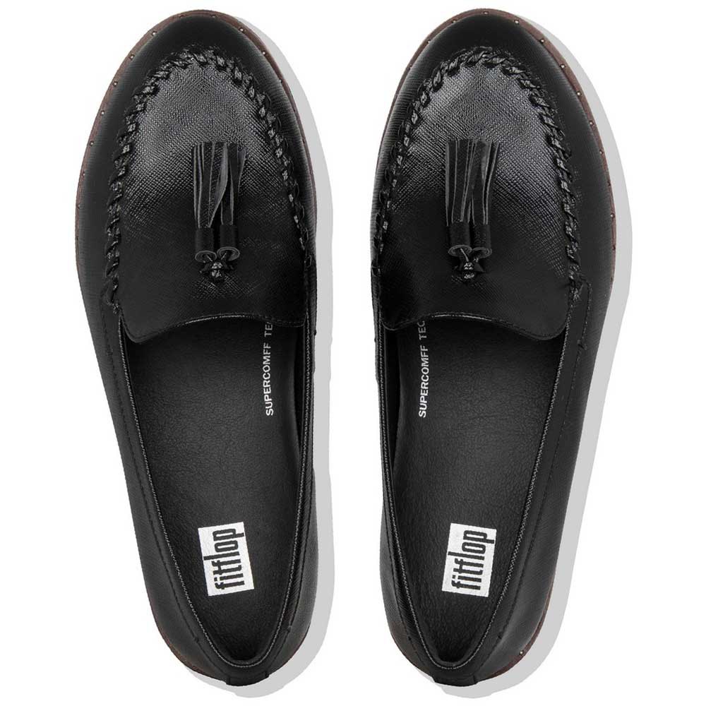 Women Fitflop Petrina Patent Loafers Shoes Black