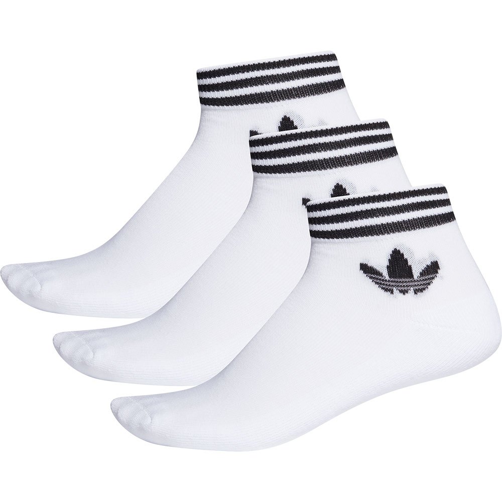 Men adidas originals Trefoil Ankle Half Cushion Socks 3 Pairs White