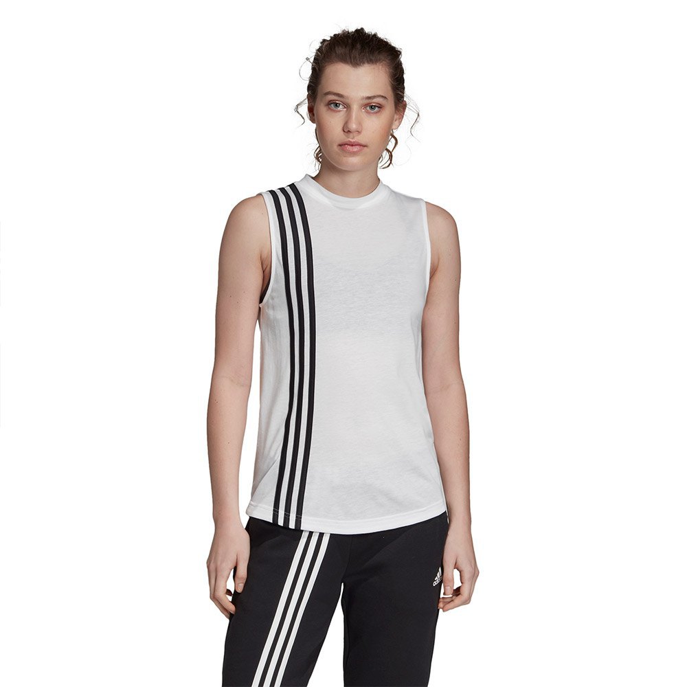 Femme adidas T-shirt Sans Manches Must Have 3 Stripes White / Black
