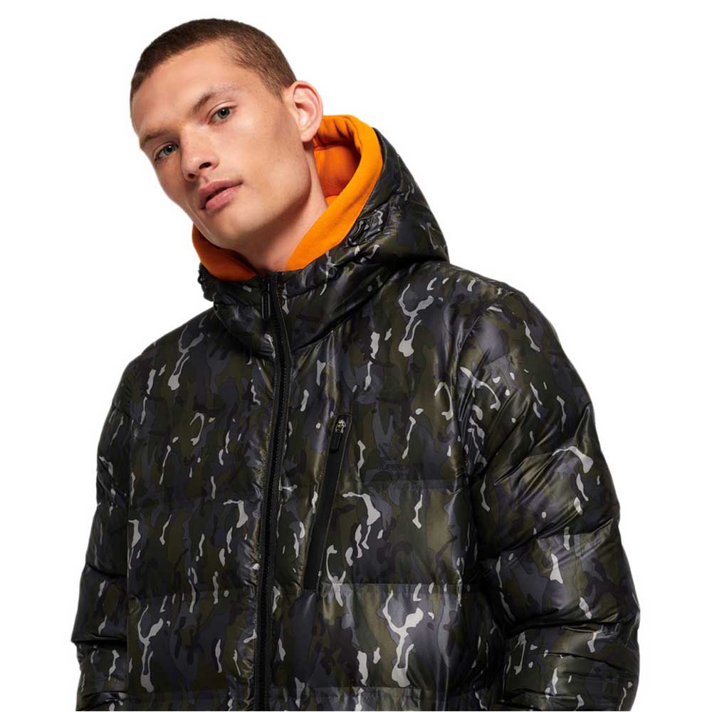 Clothing Superdry Echo Quilt Longline Puffer Coat Green