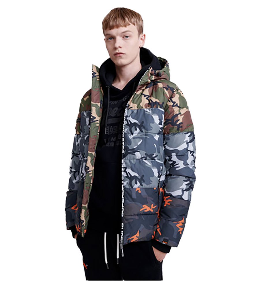 Clothing Superdry Camo Mix Sports Puffer Coat Blue