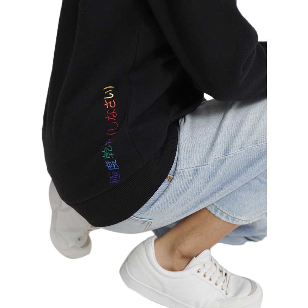 Women Superdry Classic Rainbow Embroidered Hoodie Black