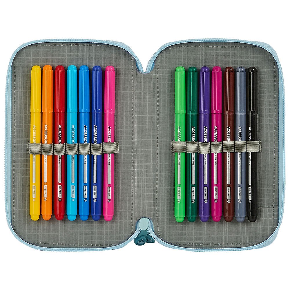  Safta Glowlab Rainbow Double Small 28 Pieces Pencil Case Blue