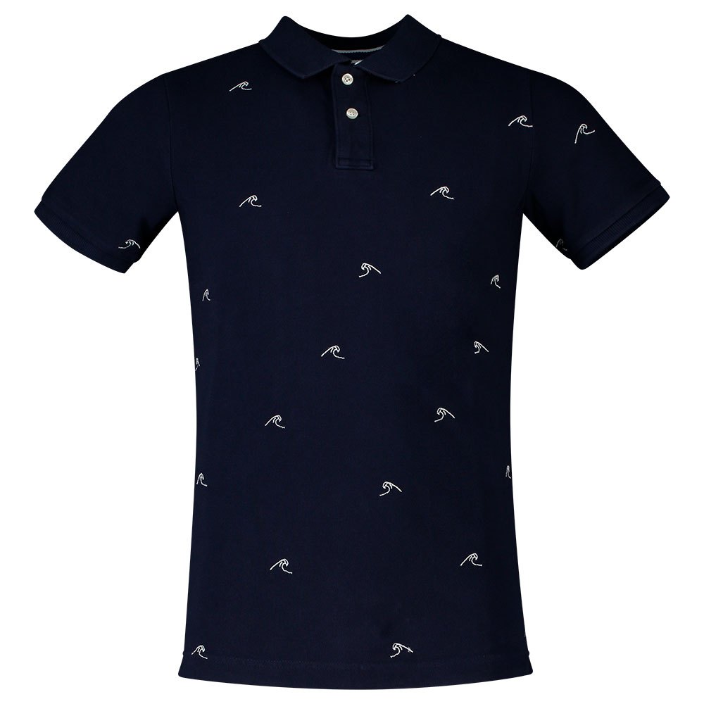 Clothing Superdry Classic Allover Print Piqué Short Sleeve Polo Shirt Blue