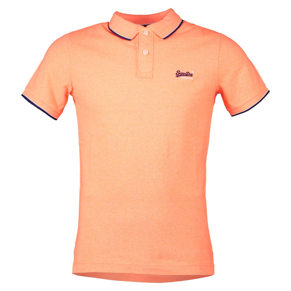 Men Superdry Poolside Piqué Short Sleeve Polo Shirt Orange