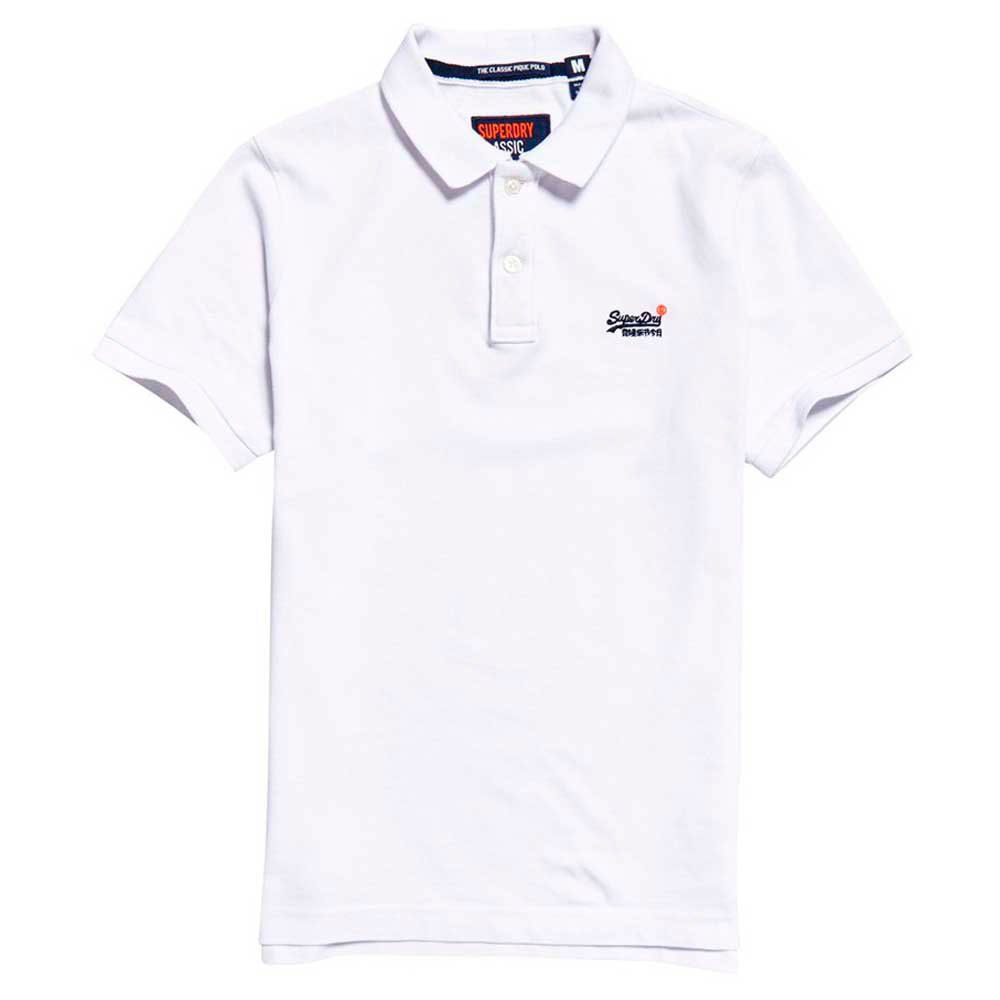 Clothing Superdry Classic Pique Organic Cotton Short Sleeve Polo Shirt White
