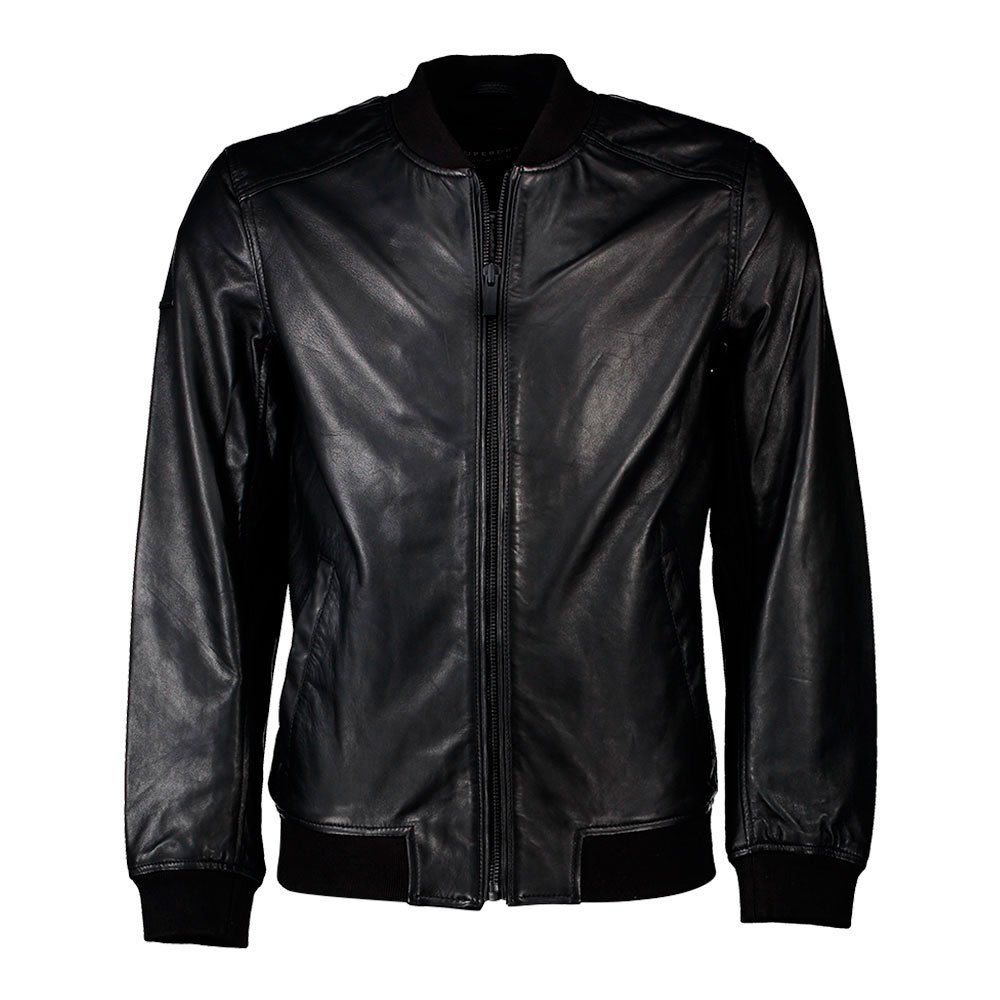 Clothing Superdry Light Leather Jacket Black