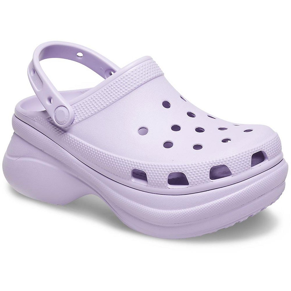purple platform crocs