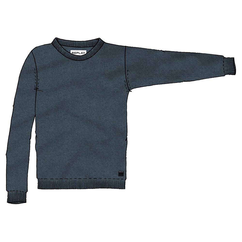Sweaters Replay UK2671 Mesh Sweater Blue