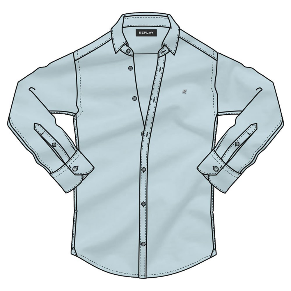 Men Replay M4028 Long Sleeve Shirt Blue