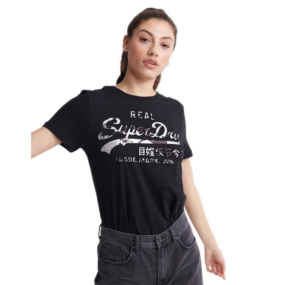 Women Superdry Vintage Logo Rose Short Sleeve T-Shirt Black