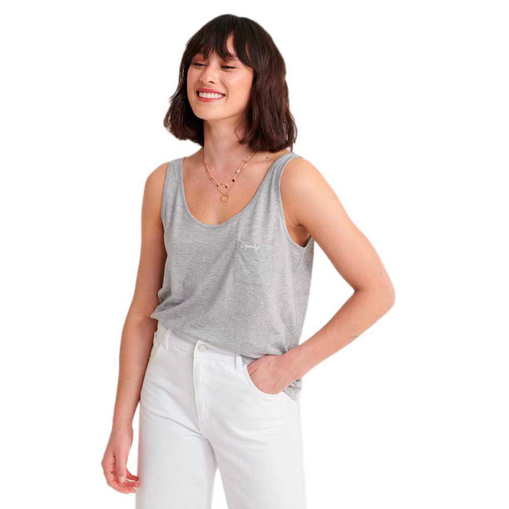 Women Superdry Orange Label Essential Sleeveless T-Shirt Grey