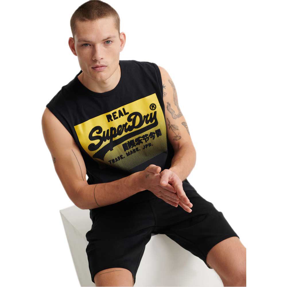 Clothing Superdry Vintage logo Halftone Sleeveless T-Shirt Black