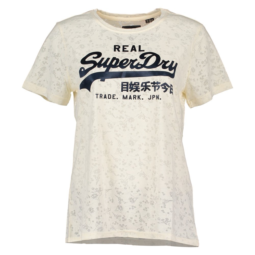 Superdry T-Shirt Manche Courte Vintage Logo Burnout All Over Print Couture White
