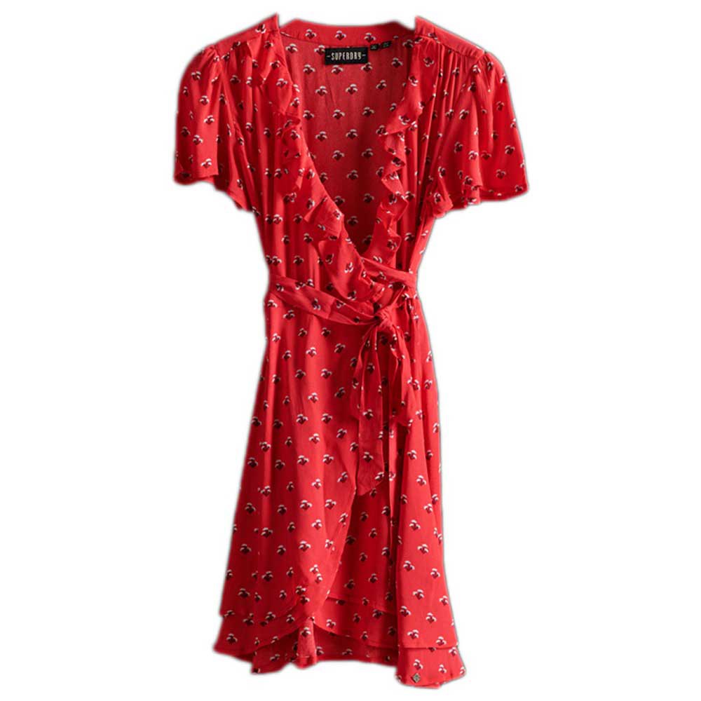 Femme Superdry Robe Courte Summer Wrap Red Ditsy