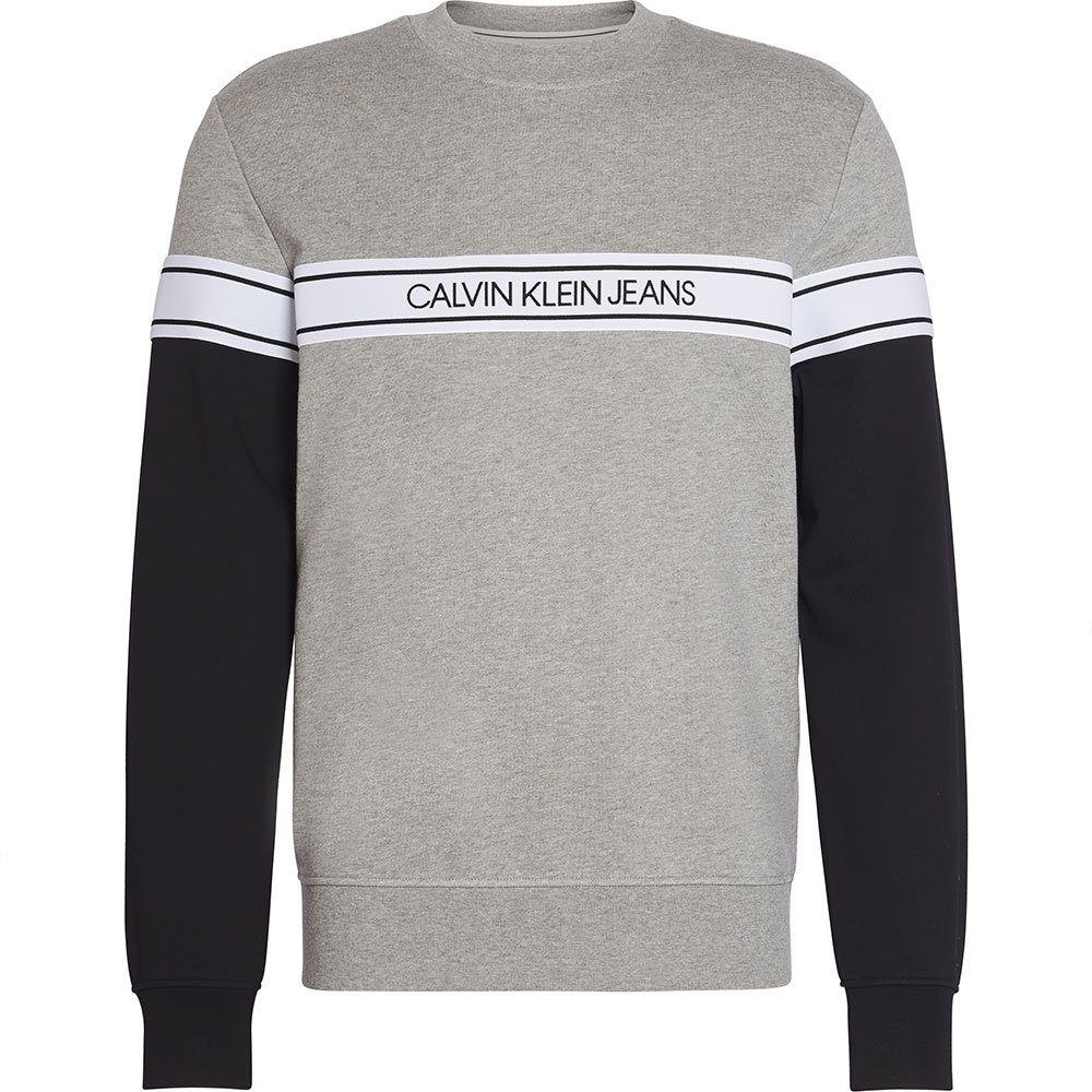 Calvin klein Logo Tape Crew Neck Sweatshirt Grey, Dressinn