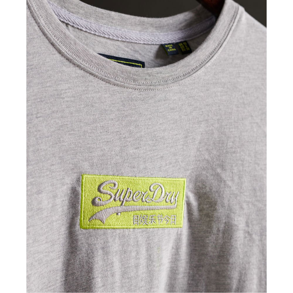 Women Superdry Vintage Logo Micro Embroidered Box Short Sleeve T-Shirt Grey