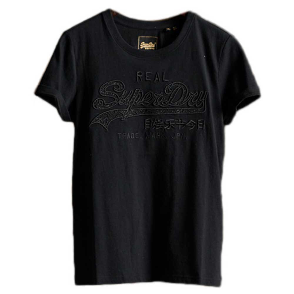 Women Superdry Vintage Logo Embroidery Infill Short Sleeve T-Shirt Black