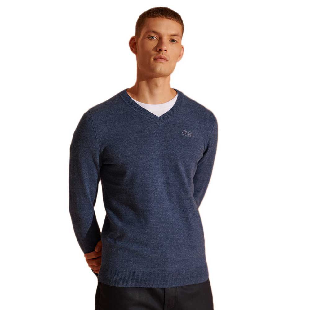 Men Superdry Orange Label Sweater Blue