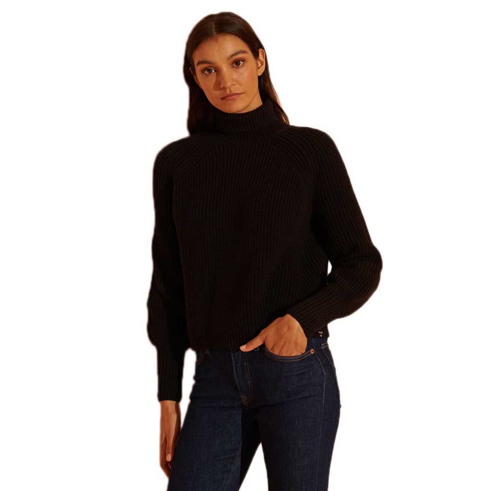 Clothing Superdry Amy Ribbed Roll Neck Sweater Black