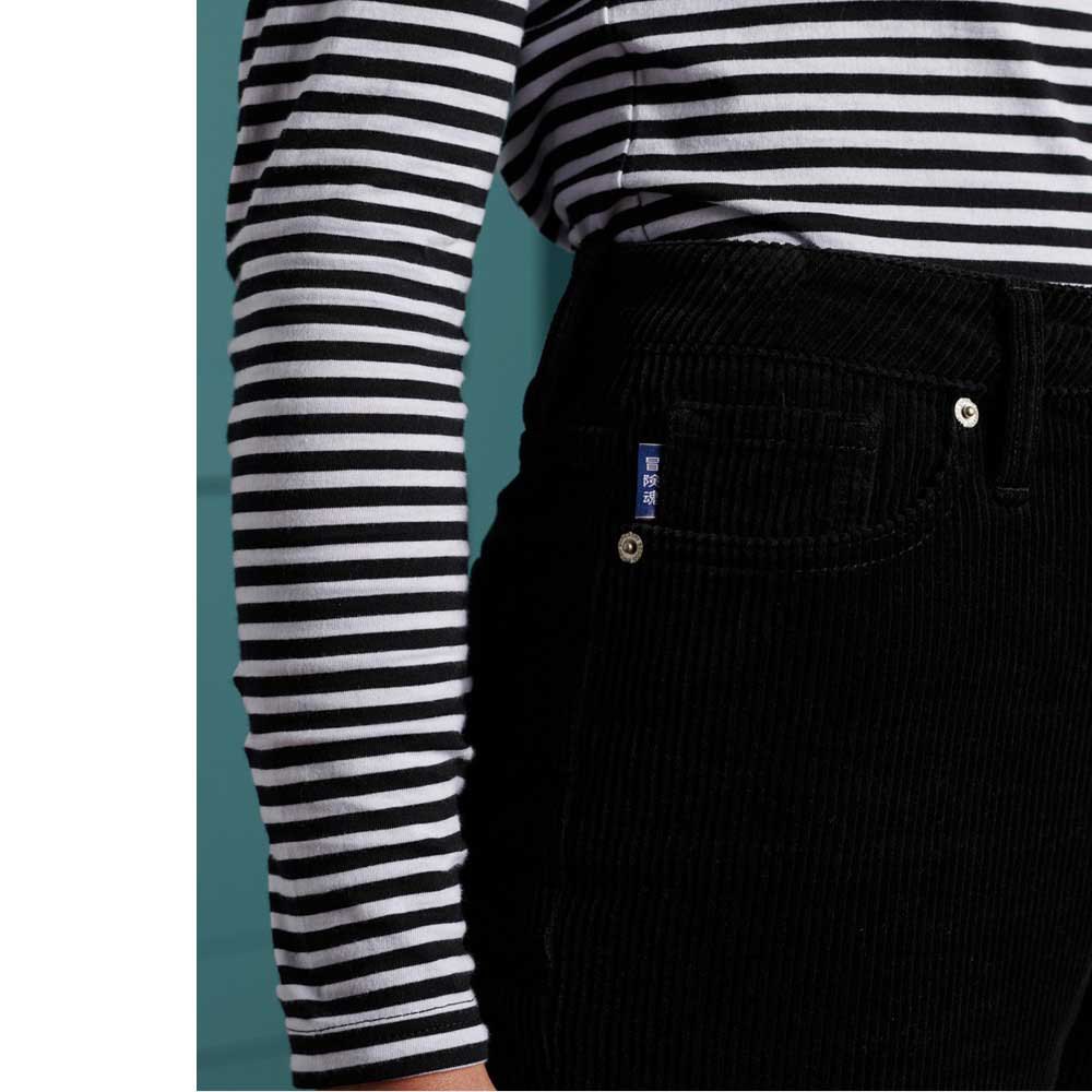 Femme Superdry Jeans High Slim Taper Cord Black