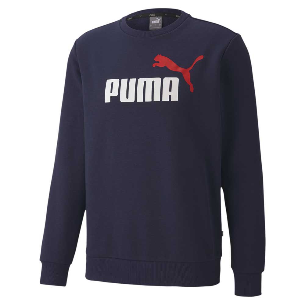 Men Puma Essentials 2 Colors Crew Big Logo Sweatshirt Blue