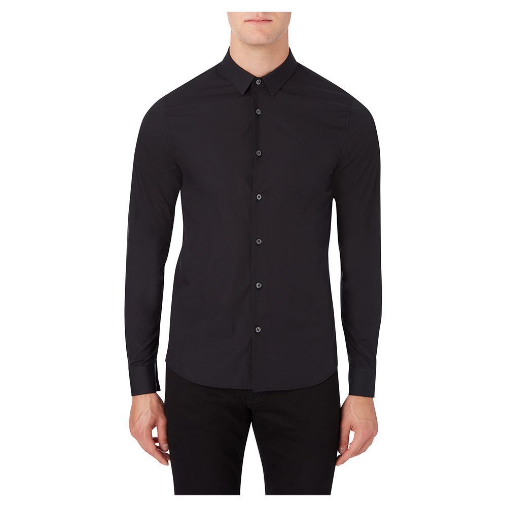 Shirts Calvin Klein Chest Logo Slim Stretch Long Sleeve Shirt Black
