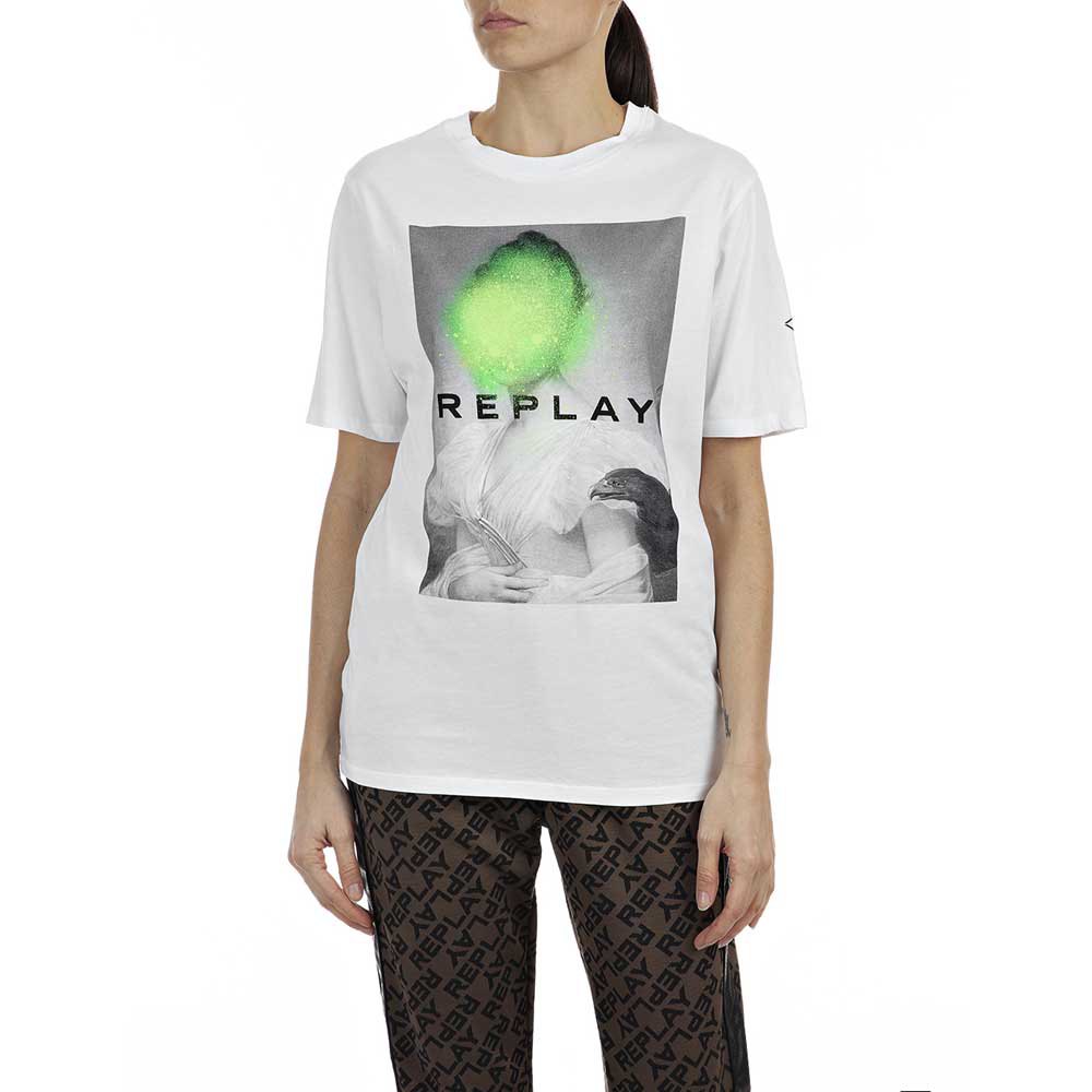 Femme Replay T-shirt à Manches Courtes W3180N White