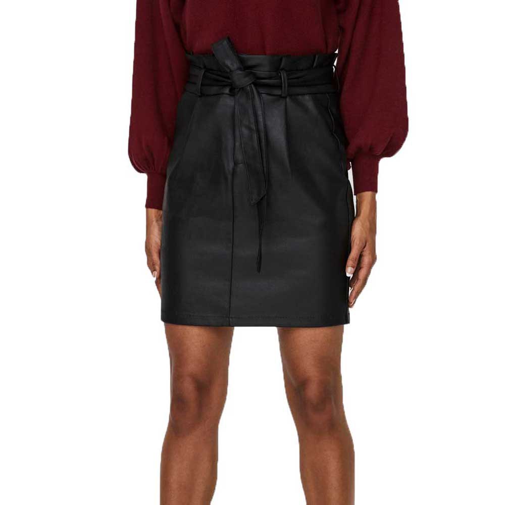 Skirts Vero Moda Eva Hr Paperbag Coated Short Skirt Black
