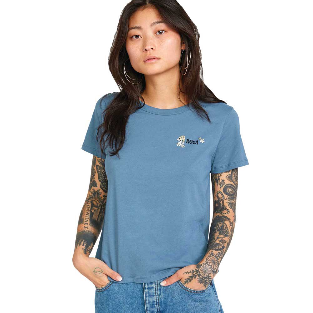 Women Rvca Peace Short Sleeve T-Shirt Blue