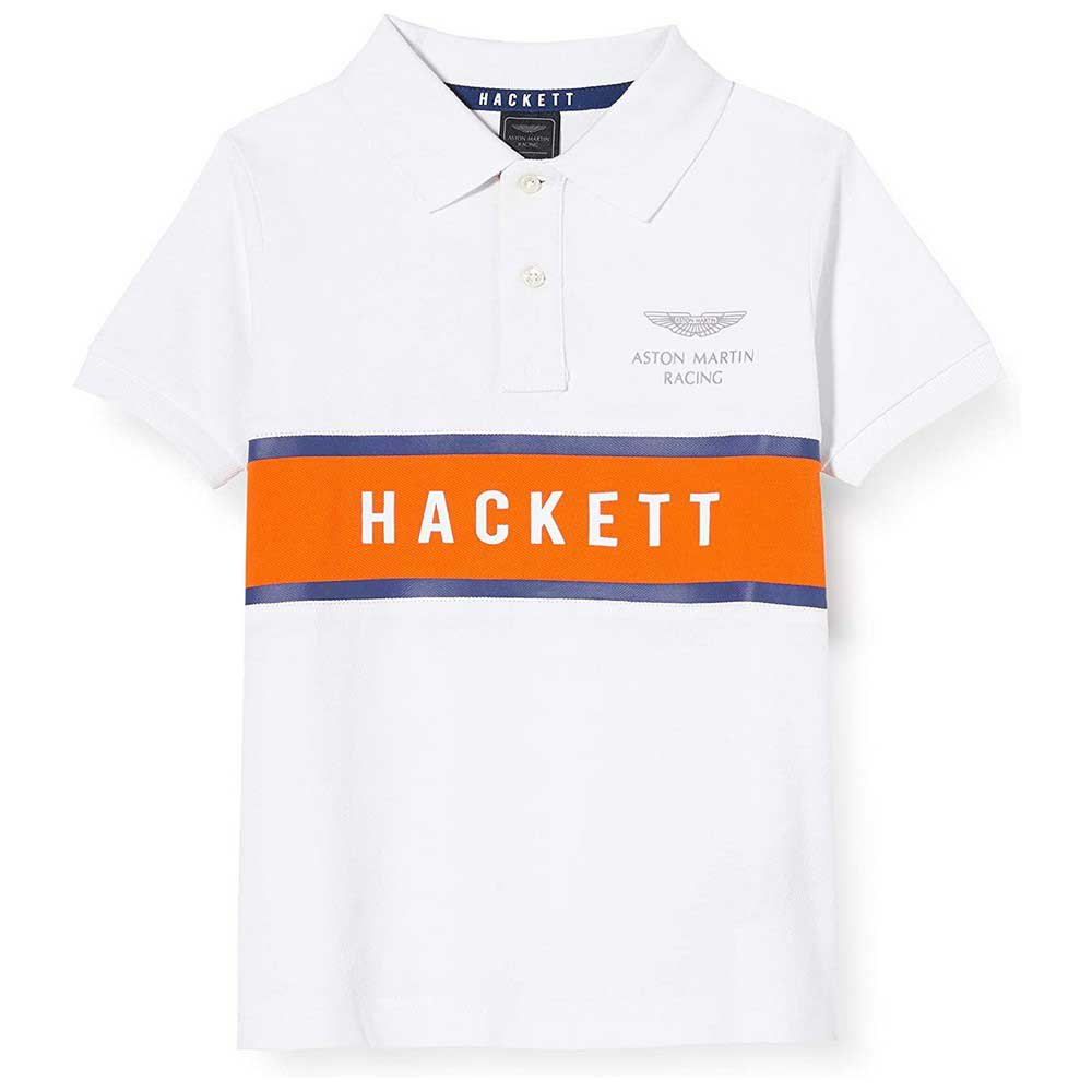 Clothing Hackett AMR Chest Panel Boy Short Sleeve Polo Shirt White