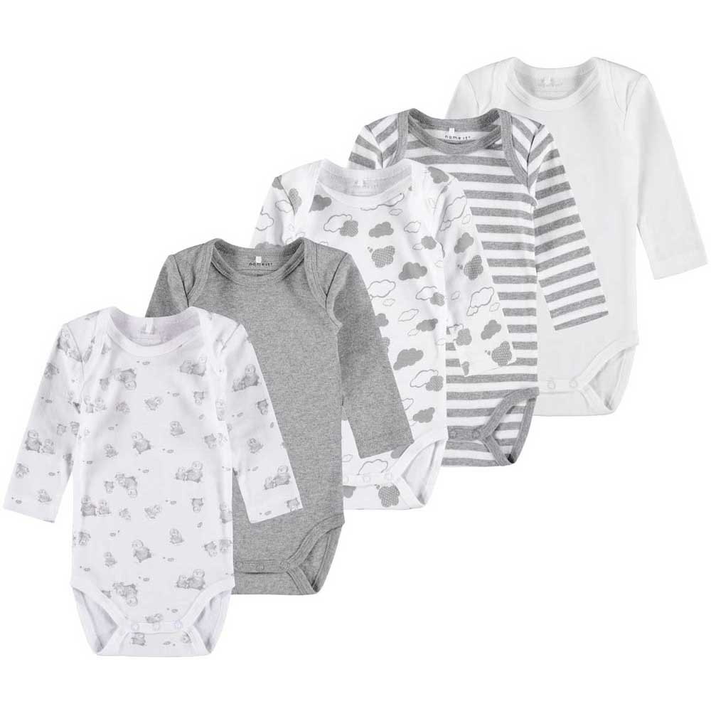 Bodysuits Name It Clouds 5 Pack Grey