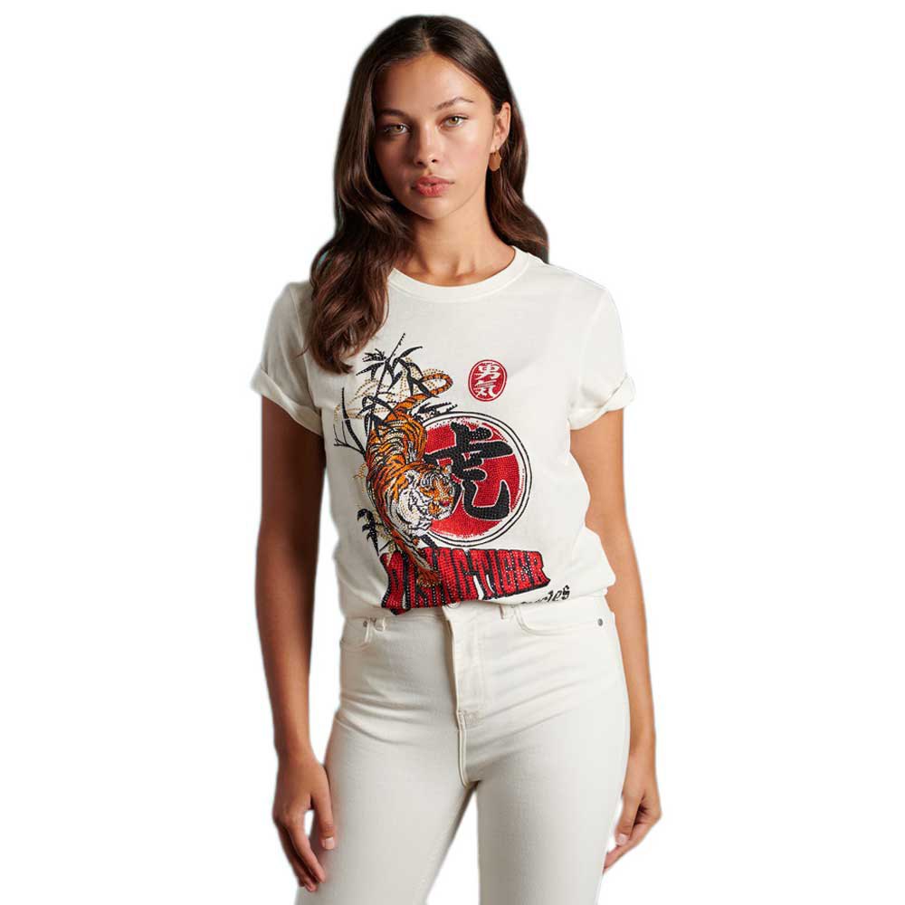 Women Superdry Rising Sun Short Sleeve T-Shirt White