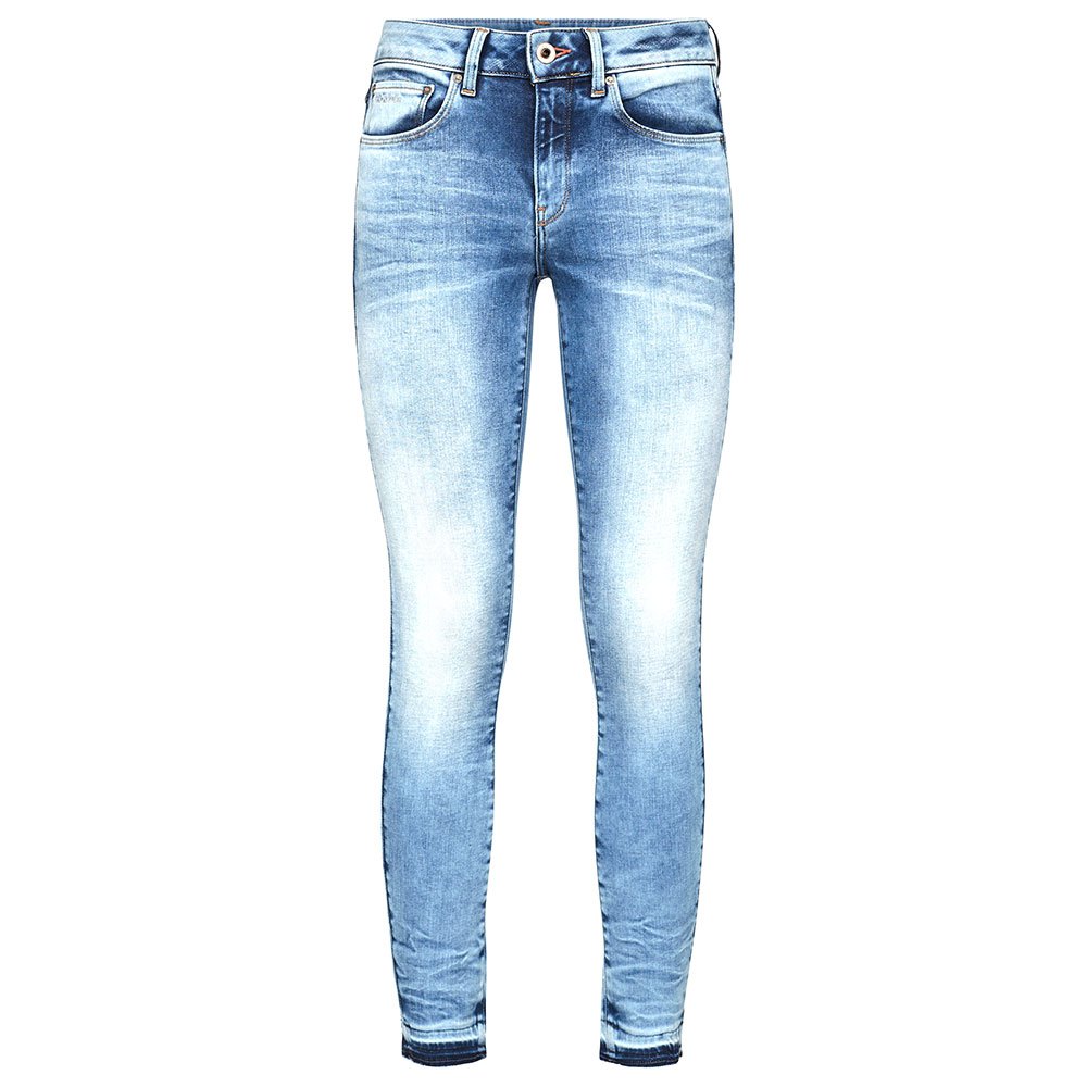 Femme Gstar Jeans 3301 Mid Waist Skinny Ripped Ankle Vintage Beryl Blue